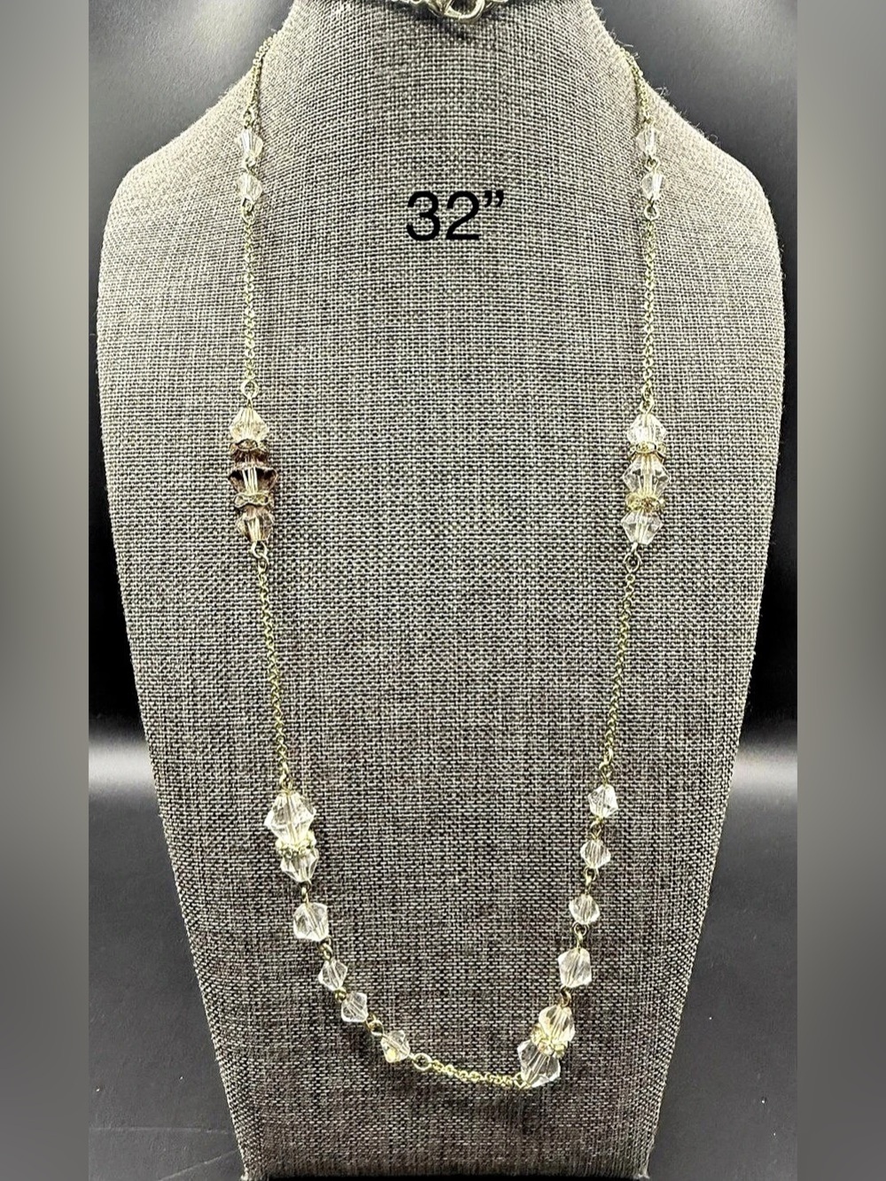 Gold Tone Crystal Necklace Like New